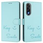 For OnePlus Ace 5 Ultra Smile Embossing RFID Leather Phone Case(Mint Green) - 2