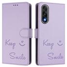 For OnePlus Ace 5 Ultra Smile Embossing RFID Leather Phone Case(Light Purple) - 2