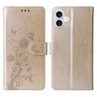 For iPhone 16 Plus Embossed Butterfly Flowers Leather Phone Case(Gold) - 3