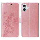 For iPhone 16 Plus Embossed Butterfly Flowers Leather Phone Case(Rose Gold) - 3