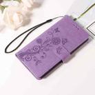 For iPhone 16 Embossed Butterfly Flowers Leather Phone Case(Purple) - 2