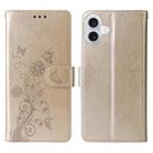 For iPhone 16 Embossed Butterfly Flowers Leather Phone Case(Gold) - 3