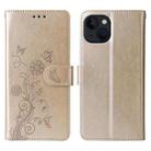 For iPhone 14 Plus Embossed Butterfly Flowers Leather Phone Case(Gold) - 3