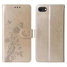 For iPhone 7 / 8 / SE 2022 Embossed Butterfly Flowers Leather Phone Case(Gold) - 3