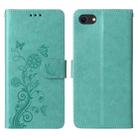 For iPhone 7 / 8 / SE 2022 Embossed Butterfly Flowers Leather Phone Case(Green) - 3