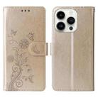 For iPhone 13 Pro Max Embossed Butterfly Flowers Leather Phone Case(Gold) - 3