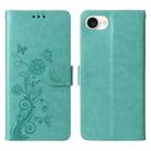 For iPhone SE 2024 Embossed Butterfly Flowers Leather Phone Case(Green) - 3