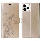 For iPhone 11 Pro Max Embossed Butterfly Flowers Leather Phone Case(Gold) - 3