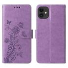 For iPhone 11 Embossed Butterfly Flowers Leather Phone Case(Purple) - 3