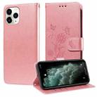 For iPhone 11 Pro Embossed Butterfly Flowers Leather Phone Case(Rose Gold) - 1