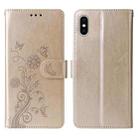 For iPhone X / XS Embossed Butterfly Flowers Leather Phone Case(Gold) - 3