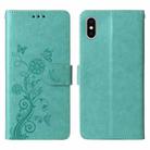 For iPhone X / XS Embossed Butterfly Flowers Leather Phone Case(Green) - 3