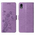 For iPhone XR Embossed Butterfly Flowers Leather Phone Case(Purple) - 3