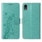 For iPhone XR Embossed Butterfly Flowers Leather Phone Case(Green) - 3