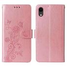 For iPhone XR Embossed Butterfly Flowers Leather Phone Case(Rose Gold) - 3