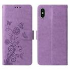 For iPhone XS Max Embossed Butterfly Flowers Leather Phone Case(Purple) - 3