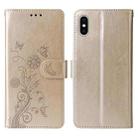 For iPhone XS Max Embossed Butterfly Flowers Leather Phone Case(Gold) - 3