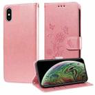 For iPhone XS Max Embossed Butterfly Flowers Leather Phone Case(Rose Gold) - 1