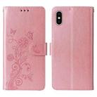 For iPhone XS Max Embossed Butterfly Flowers Leather Phone Case(Rose Gold) - 3