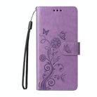 For iPhone 16e Embossed Butterfly Flowers Leather Phone Case(Purple) - 2