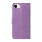 For iPhone 16e Embossed Butterfly Flowers Leather Phone Case(Purple) - 3