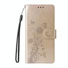 For iPhone 16e Embossed Butterfly Flowers Leather Phone Case(Gold) - 2