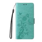 For iPhone 16e Embossed Butterfly Flowers Leather Phone Case(Green) - 2
