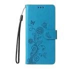 For iPhone 16e Embossed Butterfly Flowers Leather Phone Case(Blue) - 2
