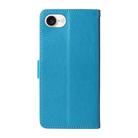 For iPhone 16e Embossed Butterfly Flowers Leather Phone Case(Blue) - 3