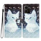 For HMD Pulse+ 3D Pattern Leather Phone Case(White Cat) - 1