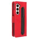 For Samsung Galaxy Z Fold6 with Pen Slot Skin Feel Calf Texture Card Slots Leather Phone Case(Red) - 3