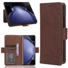 For Samsung Galaxy Z Fold6 with Pen Slot Skin Feel Calf Texture Card Slots Leather Phone Case(Brown) - 1