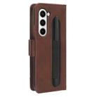 For Samsung Galaxy Z Fold6 with Pen Slot Skin Feel Calf Texture Card Slots Leather Phone Case(Brown) - 3