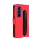 For Samsung Galaxy Z Fold7 with Pen Slot Skin Feel Calf Texture Card Slots Leather Phone Case(Red) - 3