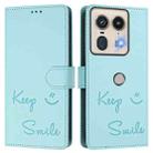 For Motorola Edge 5G Global Smile Embossing RFID Leather Phone Case(Mint Green) - 3