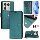 For Motorola Edge 5G Global Smile Embossing RFID Leather Phone Case(Peacock Green) - 1