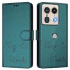 For Motorola Edge 5G Global Smile Embossing RFID Leather Phone Case(Peacock Green) - 3