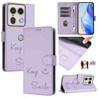 For Motorola Edge 5G Global Smile Embossing RFID Leather Phone Case(Light Purple) - 1