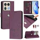 For Motorola Edge 50 5G Global Smile Embossing RFID Leather Phone Case(Violet) - 1