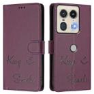 For Motorola Edge 50 5G Global Smile Embossing RFID Leather Phone Case(Violet) - 3