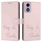 For Motorola Moto E14 Smile Embossing RFID Leather Phone Case(Pink) - 3