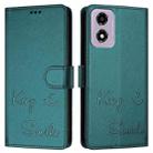 For Motorola Moto E14 Smile Embossing RFID Leather Phone Case(Peacock Green) - 3