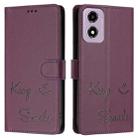 For Motorola Moto E14 Smile Embossing RFID Leather Phone Case(Violet) - 3