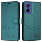 For Motorola Moto G85 Smile Embossing RFID Leather Phone Case(Peacock Green) - 3