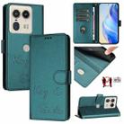 For Motorola Edge 50 Ultra Smile Embossing RFID Leather Phone Case(Peacock Green) - 1