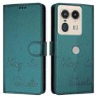 For Motorola Edge 50 Ultra Smile Embossing RFID Leather Phone Case(Peacock Green) - 3