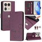 For Motorola Edge 50 Ultra Smile Embossing RFID Leather Phone Case(Violet) - 1