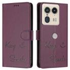 For Motorola Edge 50 Ultra Smile Embossing RFID Leather Phone Case(Violet) - 3