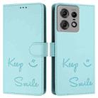 For Motorola Edge 50 Pro Smile Embossing RFID Leather Phone Case(Mint Green) - 3