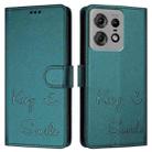 For Motorola Edge 50 Pro Smile Embossing RFID Leather Phone Case(Peacock Green) - 3